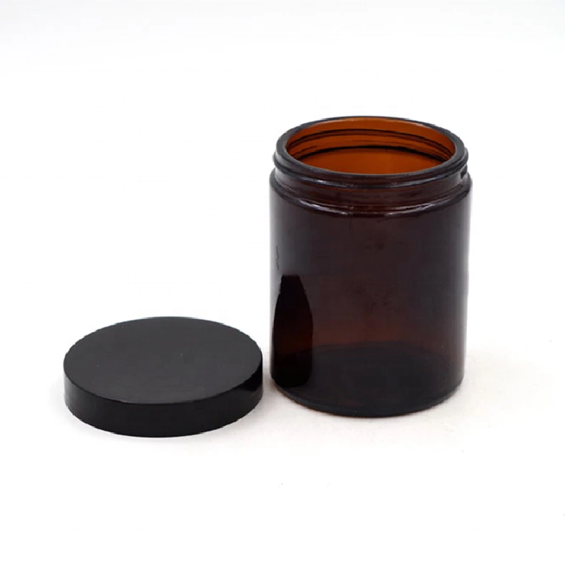 180ml 6 oz Amber Straight Side Round Mason jar Glass Jar with plastic Lid