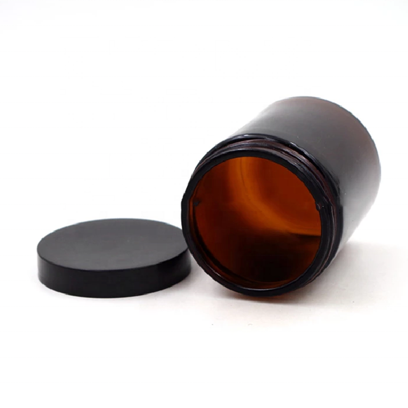 180ml 6 oz Amber Straight Side Round Mason jar Glass Jar with plastic Lid