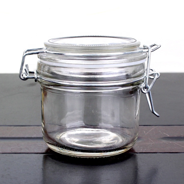 180ml 6oz candy glass jar with clasp glass cap