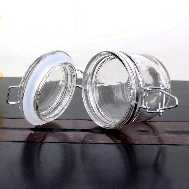 180ml 6oz candy glass jar with clasp glass cap