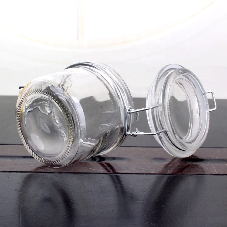 180ml 6oz candy glass jar with clasp glass cap