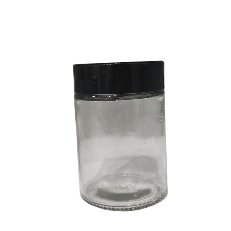 180ml 6oz empty glass jar glass canister with black lid