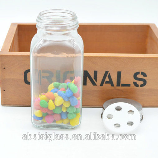 180ml 6oz empty glass square seasoning packaging with shaker tops