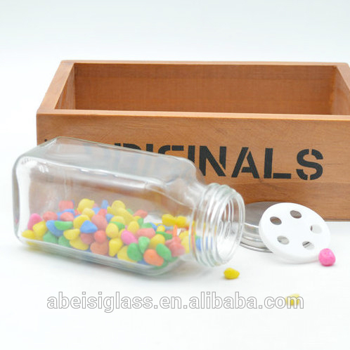 180ml 6oz empty glass square seasoning packaging with shaker tops