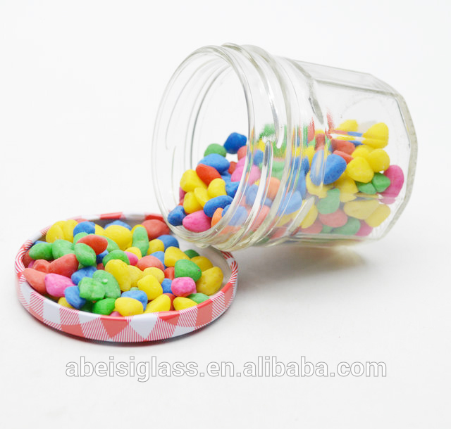 180ml Polygon Fancy Glass Honey Jar With screw cap