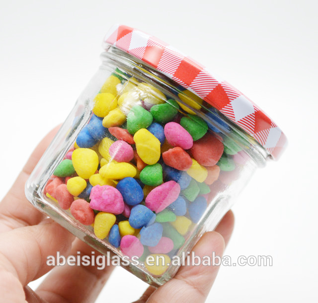 180ml Polygon Fancy Glass Honey Jar With screw cap