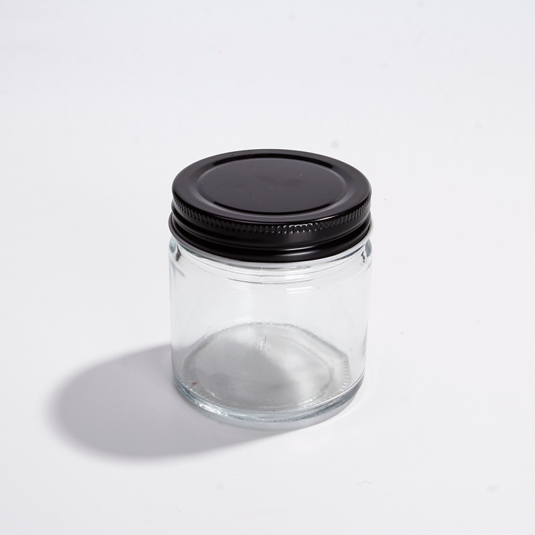 180ml  Straight Sided Glass Jar With Black/Golden lid Empty Honey Candy Food Glass Jars