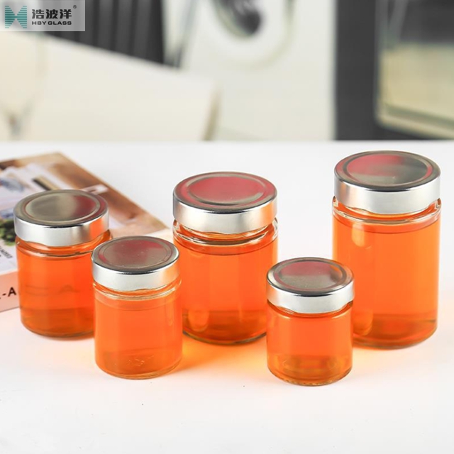 180ml columniform honey glass jar with metal cap