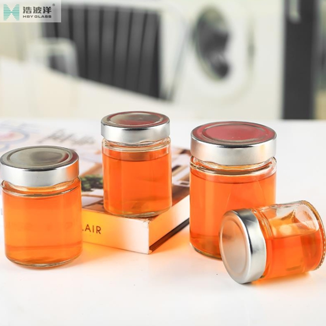 180ml columniform honey glass jar with metal cap