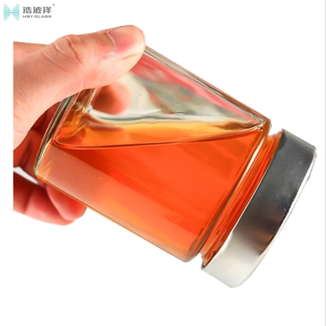 180ml columniform honey glass jar with metal cap