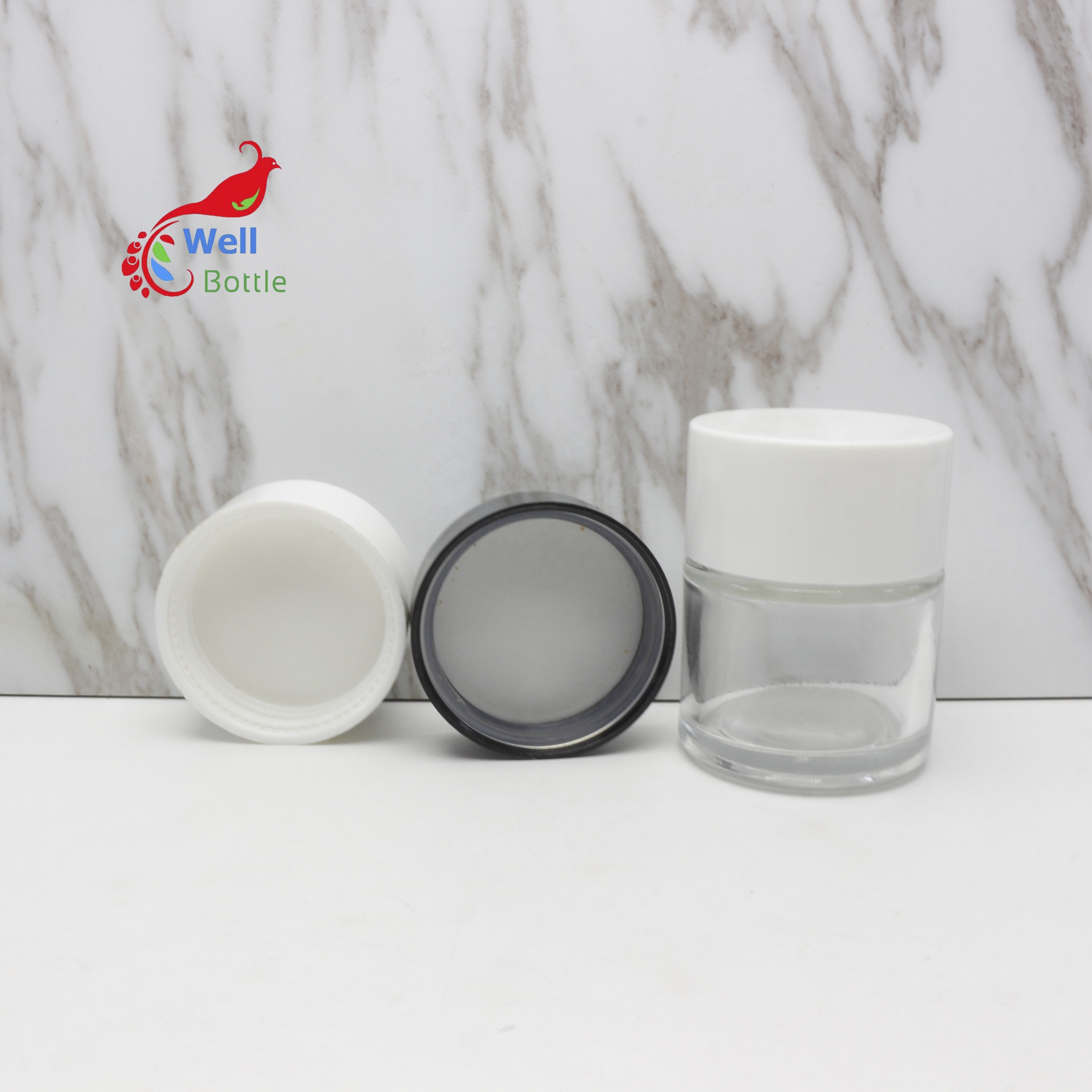 180ml empty child resistant cosmetic packaging glass cream balm jar with child proof cap CRC-27B