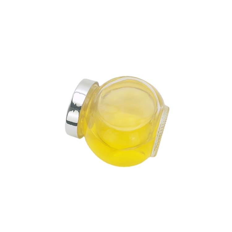 180ml flat drum shape clear glass jar with electroplate lid for candy food storage