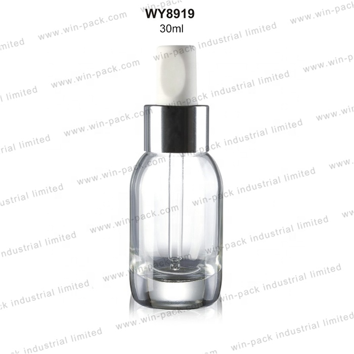18mm cap 50ml  clear pretty empty glass cosmetics packaging euro  dropper cap bottle