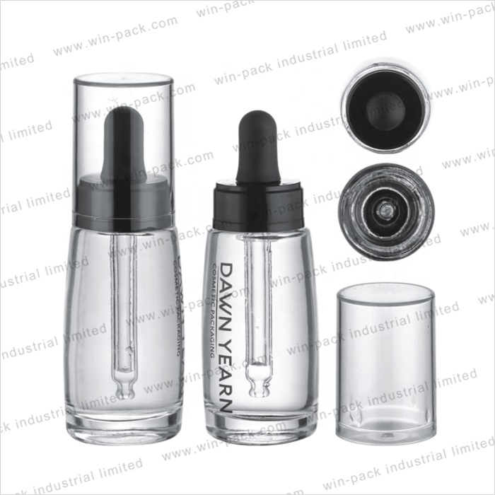 18mm cap 50ml clear pretty empty glass cosmetics packaging euro dropper cap bottle