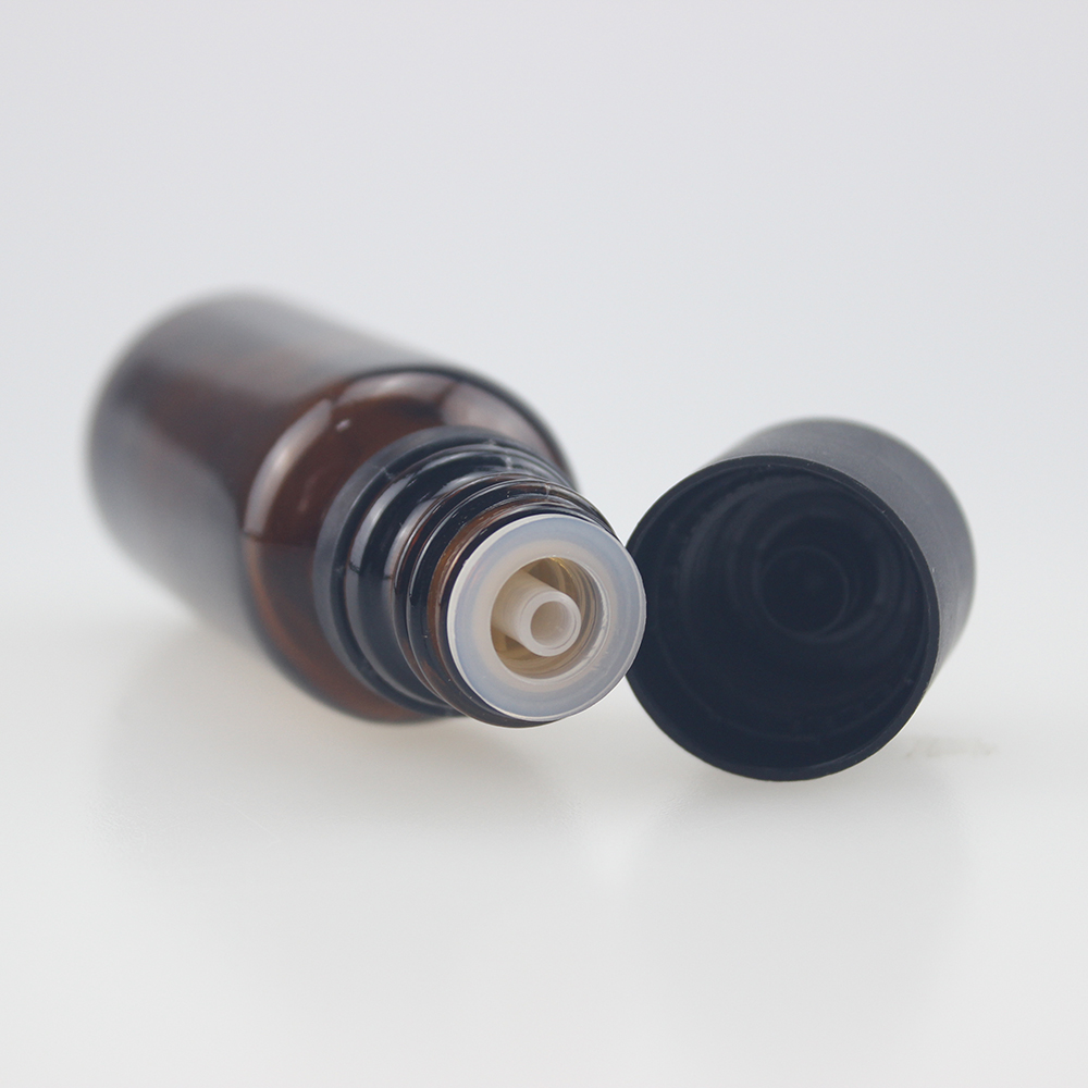 18mm stock 15ml 30ml euro dropper plug empty pharmaceutical amber glass bottle with tamper evident TE child resistant CRC cap