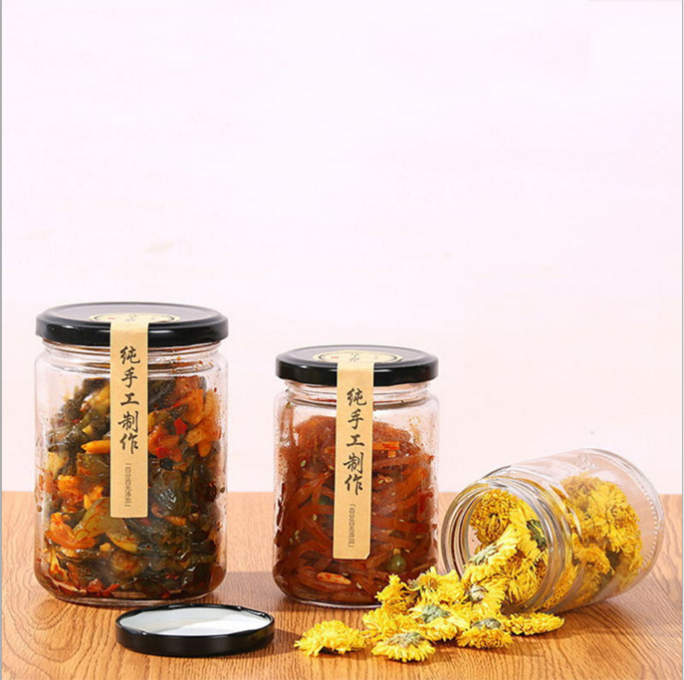 195ml 240ml 350ml 500ml 720ml clear round food storage honey glass jars glass jam jars