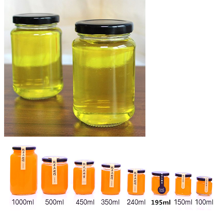 195ml 240ml 350ml 500ml 720ml clear round food storage honey glass jars glass jam jars
