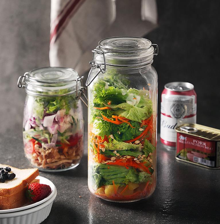 1L 1.5L 2.2L 3L 3.8L Clear Kitchen Food Storage Airtight Seal Lock Lid Jar/glass Jar With Metal Clip