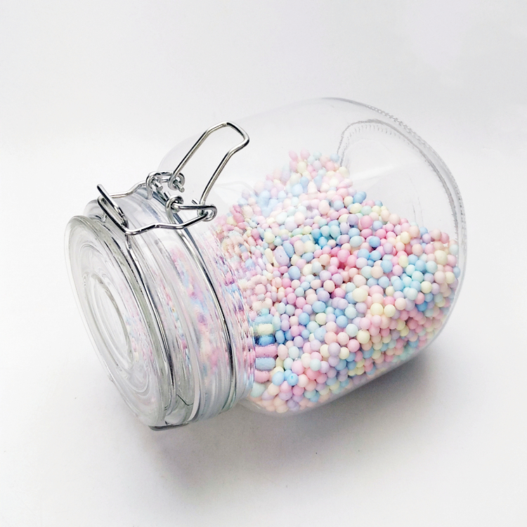 1L 1000ml large capacity wide mouth clear square glass food storage jar with clip lock lid