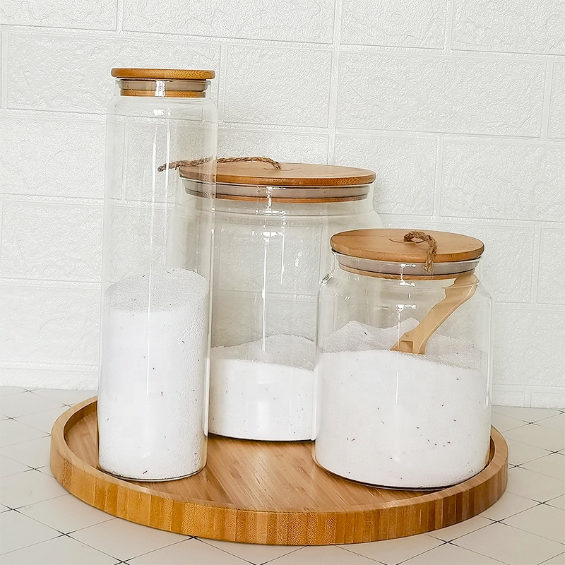 1L/2L/4L Pantry bathroom and laundry glass jar with twine bamboo lid