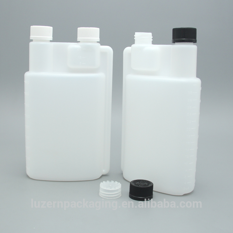 1L Double Neck Measuring Plastic Bottle With Child Resistant Cap