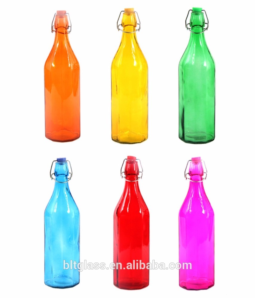 1L colored swing top stopper glass bottle for juice wholesale free sample