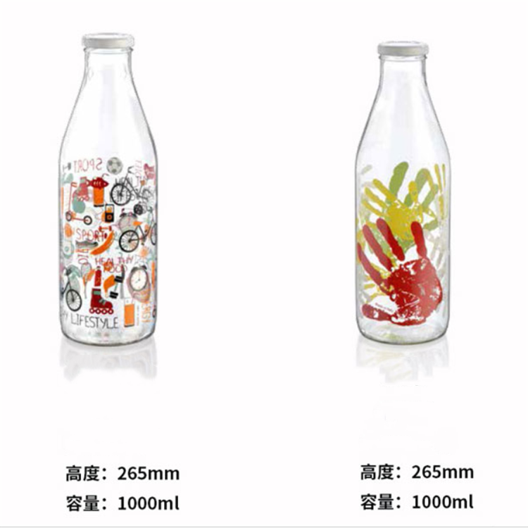 1L empty Italian sealed milk glass bottle