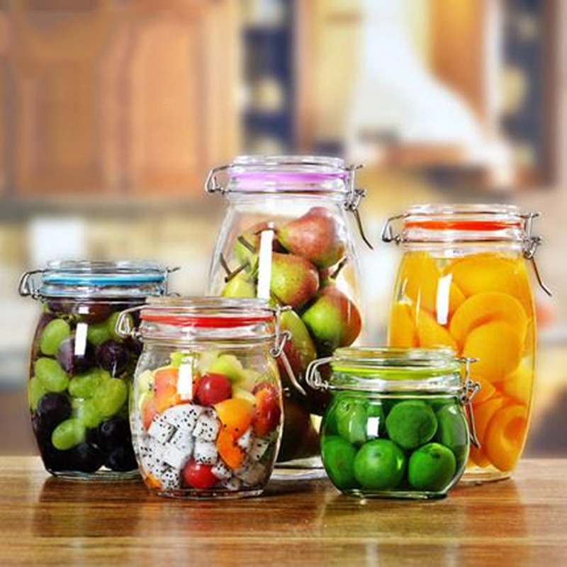 1L honey jam Clip seal tank airtight preseving storage glass storage jars