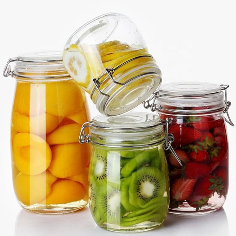 1L honey jam Clip seal tank airtight preseving storage glass storage jars