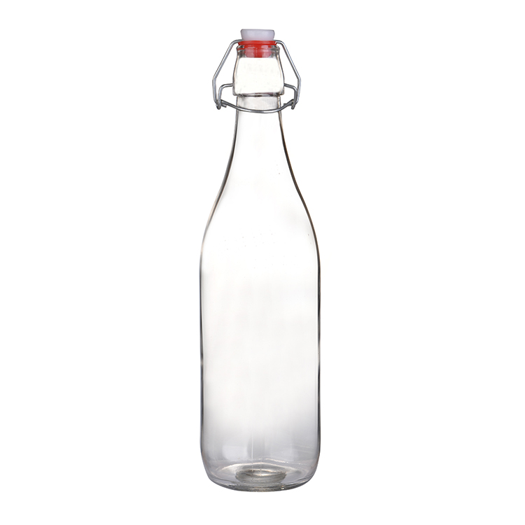 1L water glass bottle with swing top cap 1000ml water bottle with cap