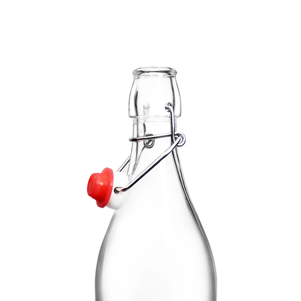 1L water glass bottle with swing top cap 1000ml water bottle with cap