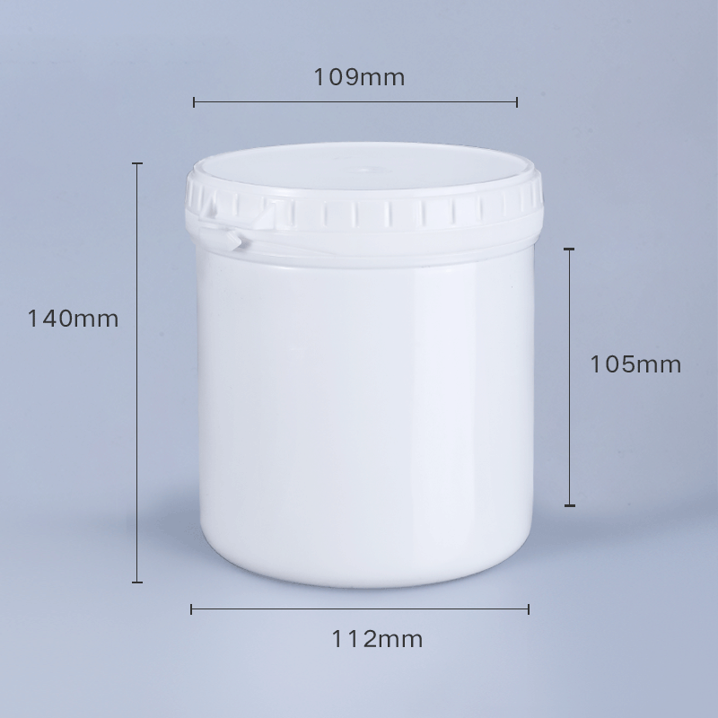 1L white wide mouth tall plastic pop can custom sealing bottle for protein powder food storage packing barrel Press with the lid
