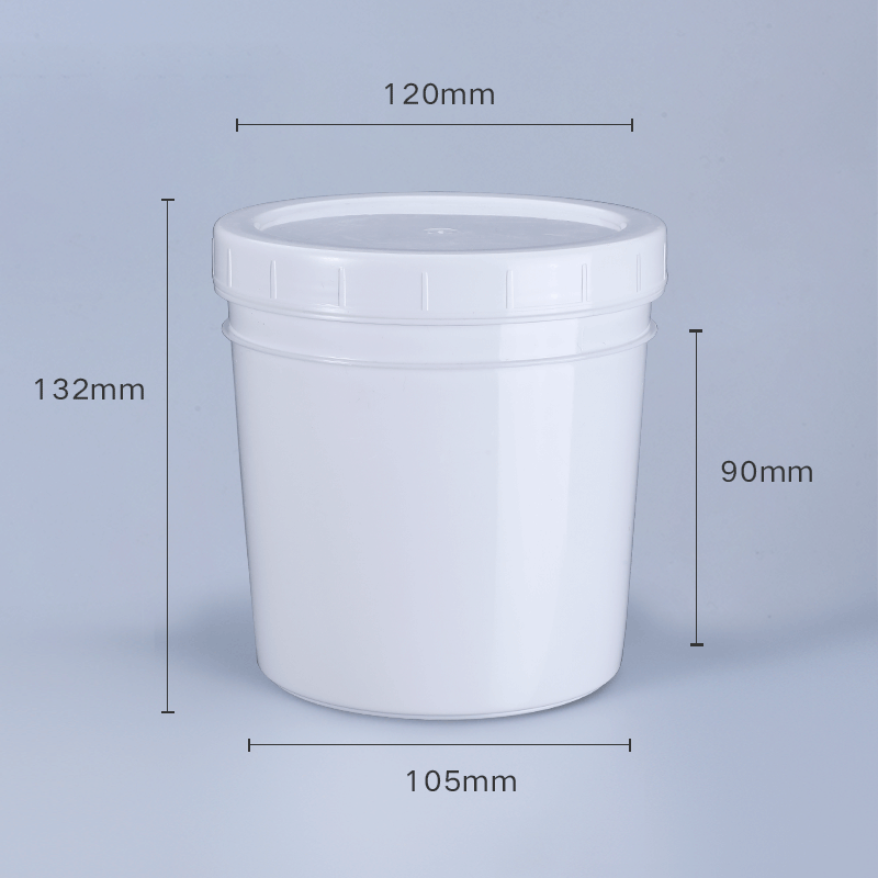 1L white wide mouth tall plastic pop can custom sealing bottle for protein powder food storage packing barrel Press with the lid
