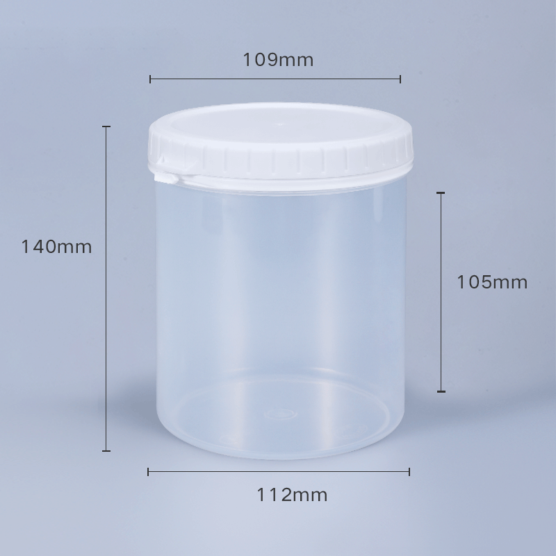 1L white wide mouth tall plastic pop can custom sealing bottle for protein powder food storage packing barrel Press with the lid