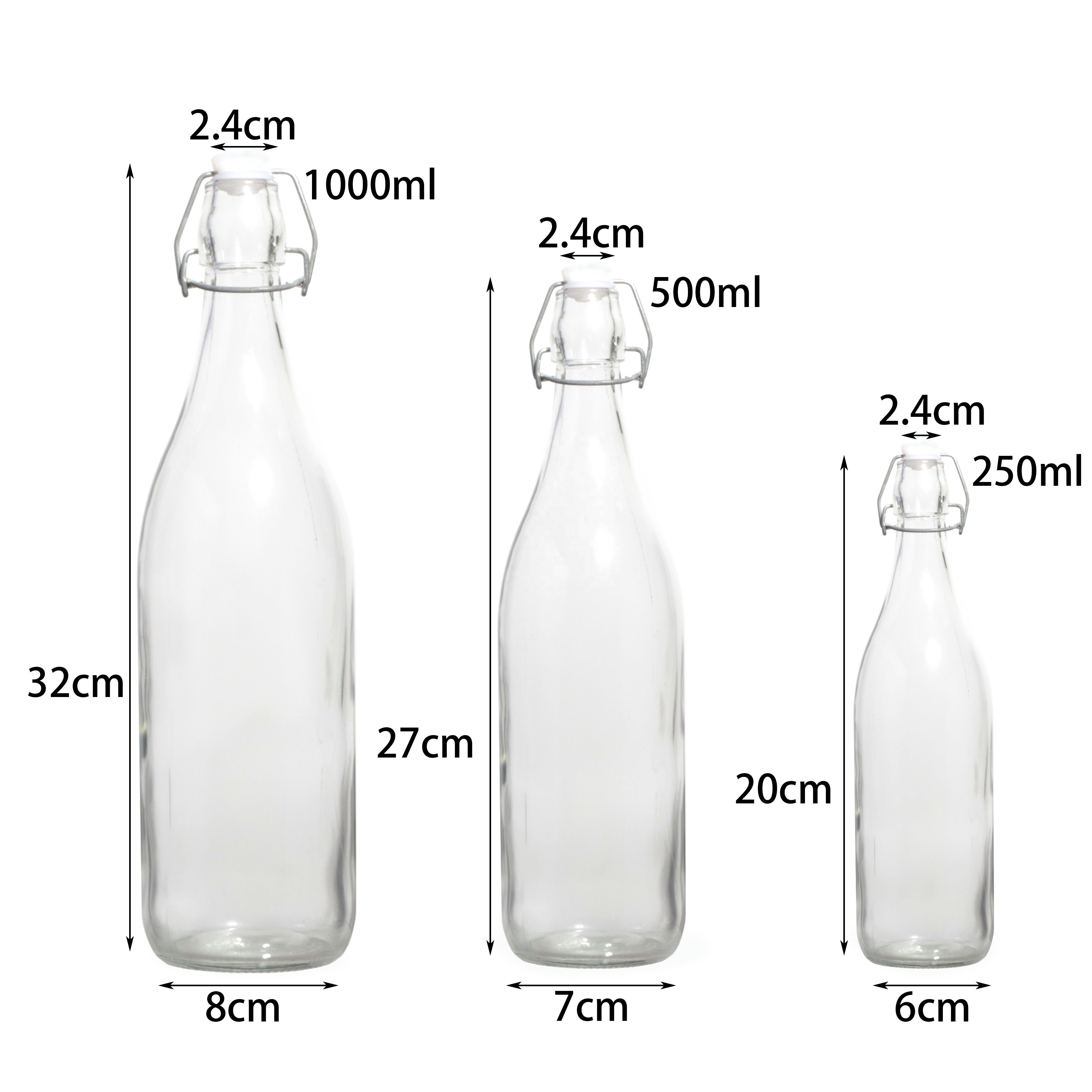1Liter Glass Bottle Flip Top Cap 33OZ Beverage 1000ml With Swing Stopper Used In Kitchen For Kombucha