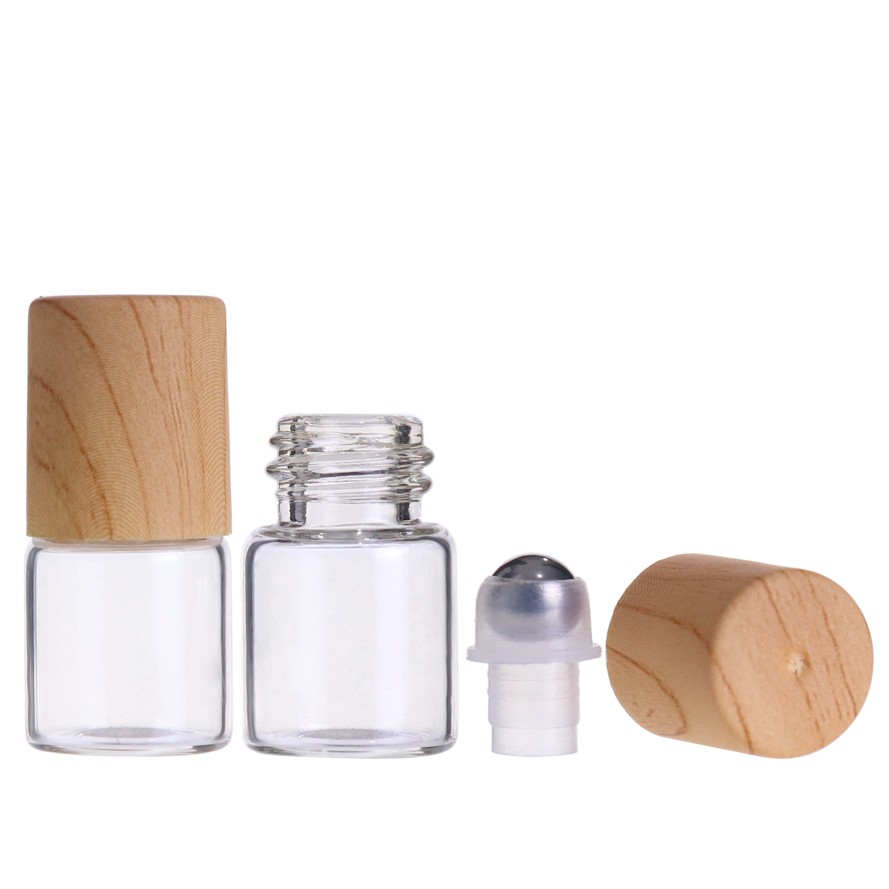 1ML 2ML 3ML empty amber roll on glass bottle for essential oil with stainless steel roller ball black or white cap