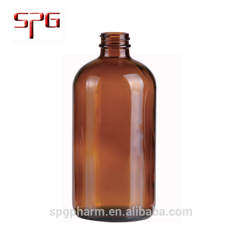 1OZ-16OZ Amber Boston Round Glass Bottle G.P.I Standard Finish