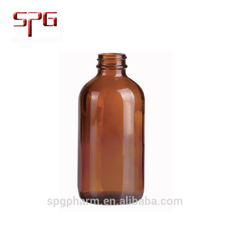 1OZ-16OZ Amber Boston Round Glass Bottle G.P.I Standard Finish