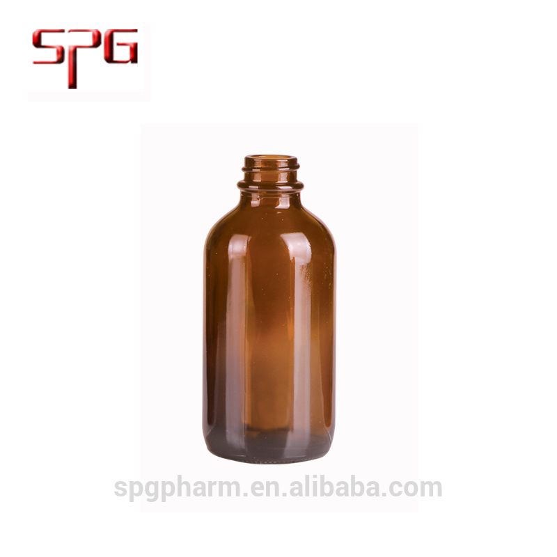 1OZ-16OZ Amber Boston Round Glass Bottle G.P.I Standard Finish