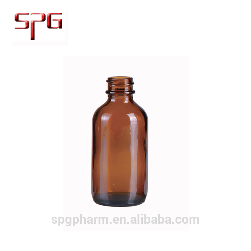 1OZ-16OZ Amber Boston Round Glass Bottle G.P.I Standard Finish
