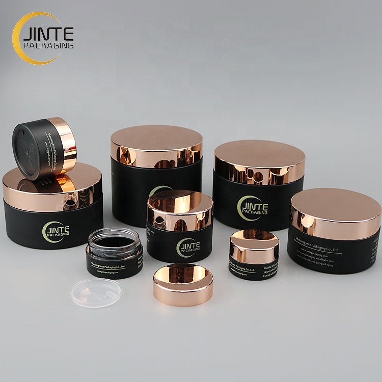 1OZ 2OZ 3OZ 4OZ 5OZ 8OZ Empty Black Matt Jar Cream Rose Gold Lid PETG Packaging for Cosmetic
