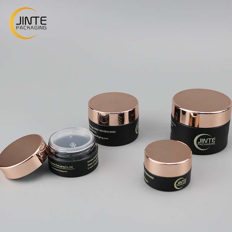 1OZ 2OZ 3OZ 4OZ 5OZ 8OZ Empty Body Scrub Jars Matte Black Cosmetic Plastic Jars with Gold Lid for Body Butter Container Jars