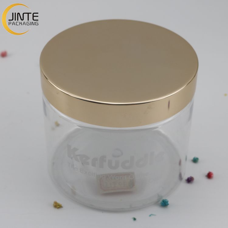 1OZ 2OZ 3OZ 4OZ 5OZ 8OZ Empty Jar  PETG Cosmetic Transparent Plastic Jars with  Shiny Metal Color Lid for Body Butter