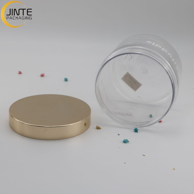 1OZ 2OZ 3OZ 4OZ 5OZ 8OZ Empty Jar PETG Cosmetic Transparent Plastic Jars with Shiny Metal Color Lid for Body Butter