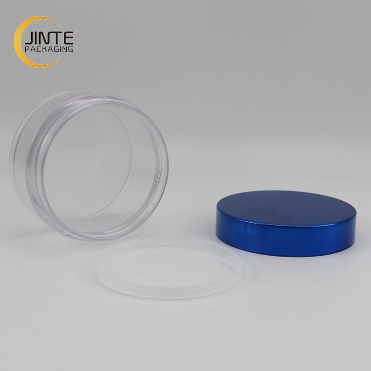 1OZ 2OZ 3OZ 4OZ 5OZ 8OZ Empty Jar PETG Cosmetic Transparent Plastic Jars with Shiny Metal Color Lid for Body Butter