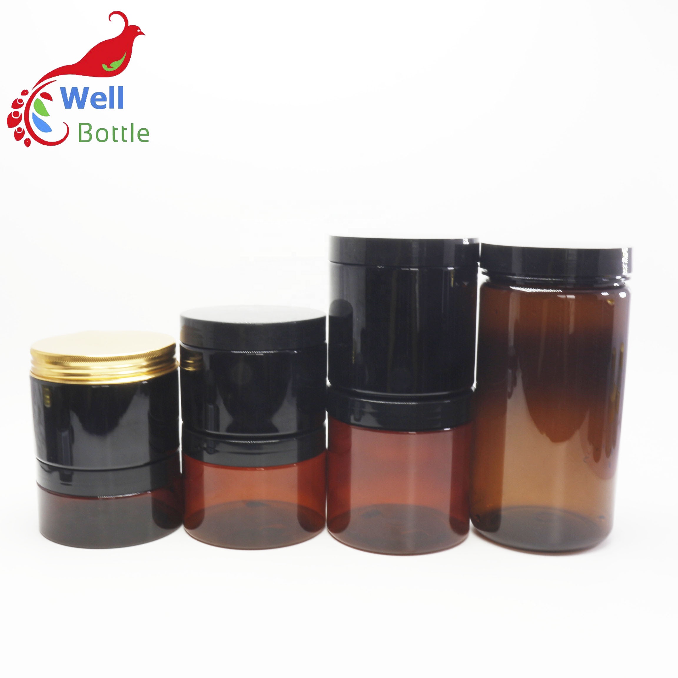 1OZ 2OZ 3OZ 4OZ 5OZ amber black plastic containers plastic cream jars for cosmetics PL-280K