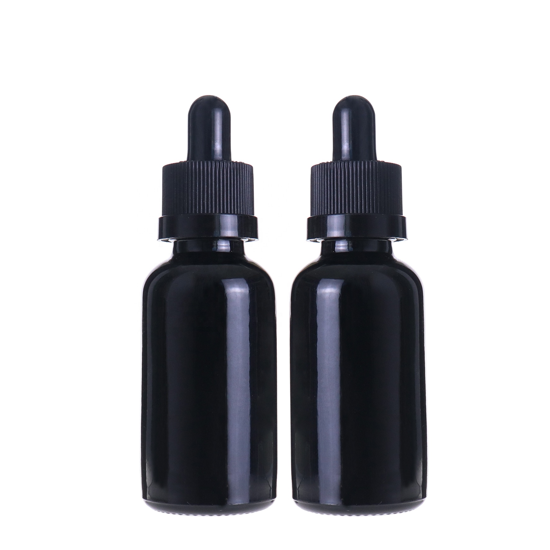 1OZ 2OZ Ejuice Cosmetic glossy black glass measurement dropper bottle Empty 30ML Essential Oil Bottle With Glass Pipette