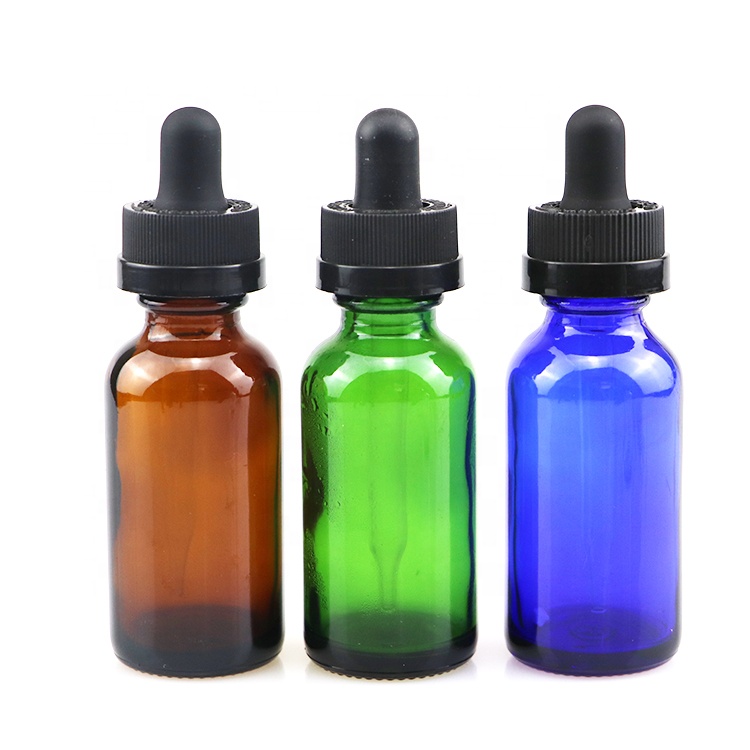 1Oz 30mL Amber Boston Round Bottle Essential Oil Glass Dropper Bottle With euro child proof dropper Cap for CBD oil
