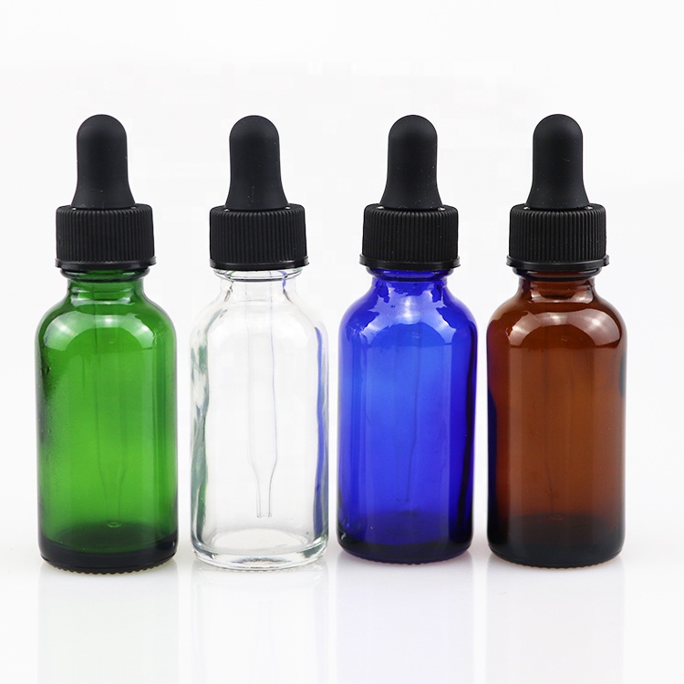1Oz 30mL Amber Boston Round Bottle Essential Oil Glass Dropper Bottle With euro child proof dropper Cap for CBD oil