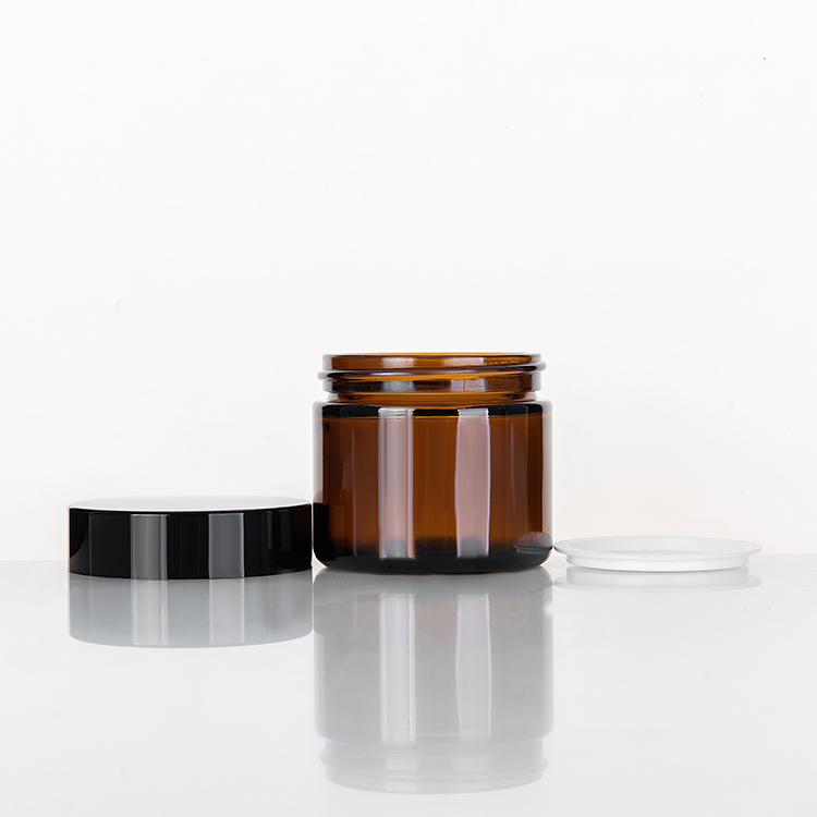 1Oz Acrylic Square Plastic Jar With Airtight Black Shiny Lid And Liner